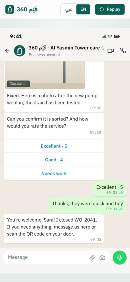 The tenant on WhatsApp